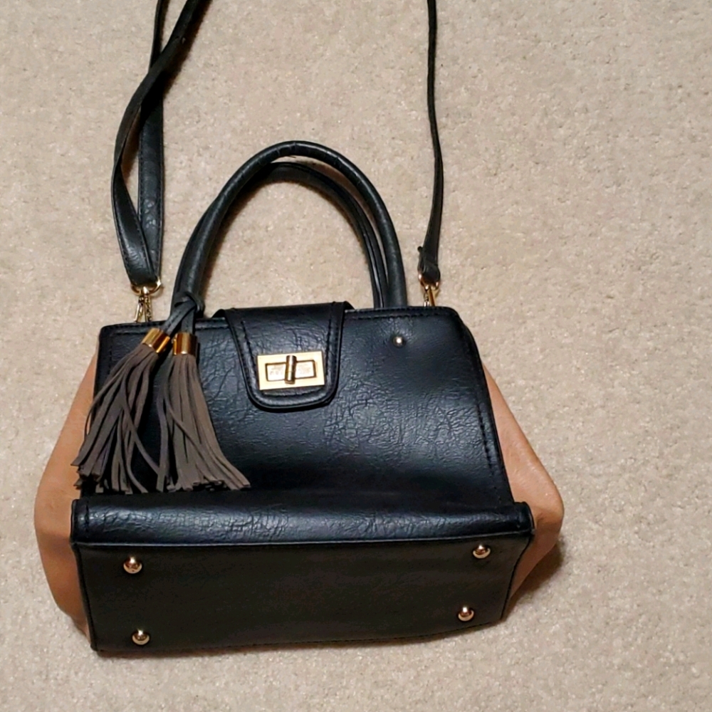 Black and beige purse